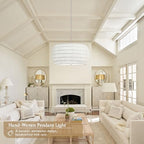 23 inch White 5 Light Rattan Chandelier Rattan Farmhouse Light Fixture Woven Pendant Lights Fabric Shade Boho Chandelier for Kitchen Dinning Room - color: 23"-White-Drum