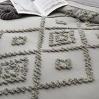 Oli Anderson Tufted Duvet Cover King Size, Soft and Lightweight Duvet Covers Set for All Seasons, 3 Pieces Boho Embroidery Shabby Chic Bedding Set (Light Grey, King, 104''x90'') - color: Light Grey, size: King(104"×90")
