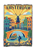 Pure Country Weavers Amsterdam Travel Blanket - Gift Tapestry Throw Woven from Cotton - Made in The USA (50X60) - color: Amsterdam Travel, size: 50X60