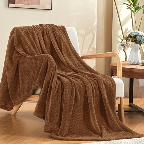 inhand Dark Brown Fleece Queen Blanket for Bed, Super Soft Flannel Cozy Blankets for Adults, Lightweight Leaves Pattern Fuzzy Blanket for Office,Warm Plush Blankets for All Season, 90x90 Inches - color: Chocolate Brown, size: Full/Queen-90x90 IN