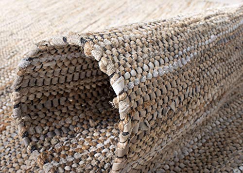 Safavieh Vintage Leather Collection Accent Rug - 2' x 3', Beige, Handmade Boho Fringe Leather & Jute, Ideal for High Traffic Areas in Entryway, Living Room, Bedroom (VTL203B) (Pack of 2) - color: Beige, size: 2' x 3' (Rectangular) (Pack of 2)