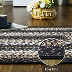 ROYHOME Small Area Rug 2x4 Indoor Non-Slip Entryway Mat Braided Print Area Rugs Boho Accent Rug Farmhouse Washable Rug Modern Geometric Carpet for Living Room Bedroom Kitchen, Black - size: 2' x 4' (Rectangular)