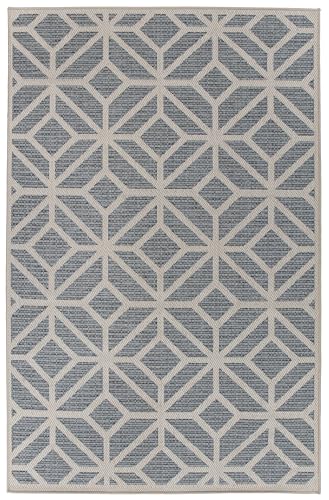 Rugshop Blue Contemporary Geometric Indoor/Outdoor Area Rug — Hose Washable for Living Room, Dining Room and Office, 7'10" x 10' - size: 7'10" x 10' (Rectangular)