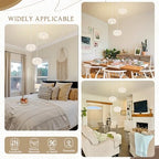 12" Boho White 3-Light Boho Chandeliers for Kitchen Island Hand-Woven Boho Rattan Chandeliers Dimmable Adjustable Hanging Wicker Chandelier for Dining Room Living Room （Bulb Incl.） - color: 11.8" White 3-Light