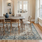 Bloom Rugs Caria Washable Non-Slip 6x9 Rug - Terracotta/Blue Traditional Area Rug for Living Room, Bedroom, Dining Room, and Kitchen - Exact Size: 6' x 9' - color: Terracotta / Blue, size: 6' x 9' (Rectangular)