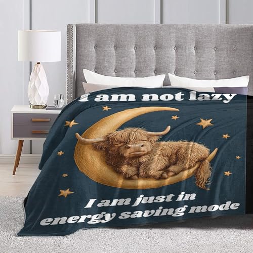 Highland Cow Throw Blanket Sleeping Cows Warm Decor Soft Flannel Blanket Highland Cow Gifts for Kids Boys Girls Men Women 30" X 40" - color: Funny Highland Cow, size: 30"X40"