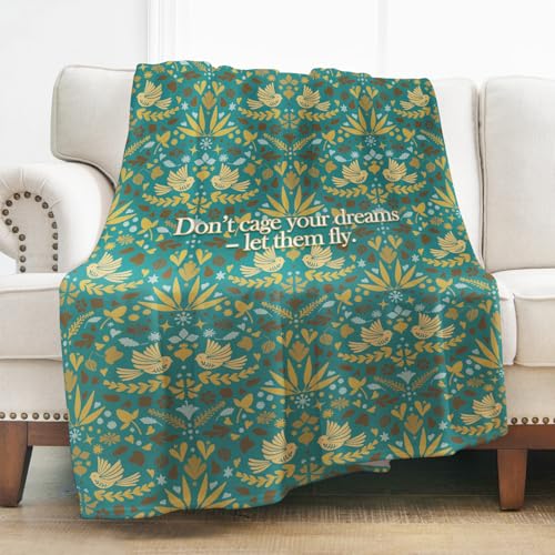Levens Floral Bird Throw Blanket Gifts for Women Kids Girls Mom Wife 50"x60" Soft Lightweight Green Boho Hummingbird Flowers Blankets Decor for Birthday Spring Room Bed Couch Sofa Travel - color: Floral Bird Green, size: 50"x60"