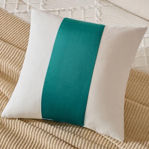 AmHoo Pack of 2 Velvet Panel Cotton Pillow Covers Decorative Pillowcase Cushion for Couch Sofa Bedroom 20 x 20-Inch Teal Green - color: Teal Green, size: 20" x 20" (Pack of 2)