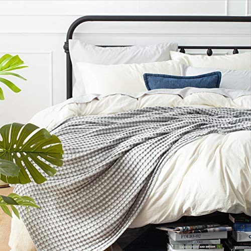 Bedsure Cooling Cotton Waffle King Size Blanket - Lightweight Breathable Blanket of Rayon Derived from Bamboo for Hot Sleepers, Luxury Throws for Bed, Couch and Sofa, Grey, 104x90 Inches - color: Grey, size: King (104" X 90")