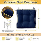 4 Pack 19x19 Inch Shredded Foam Chair Cushions with Straps - All-Season Seat Pads for Indoor/Outdoor Dining, Office, Patio, Kitchen Chairs (Blue, 19 INCH × 19 INCH) - color: Blue