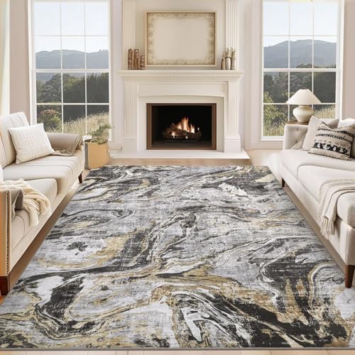 10x13 Abstract Oriental Style Area Rug, Elegant Vintage Thin Carpet, Delicate Decorative Design, Sophisticated and Beautiful for Living Room, Bedroom, Entryway, Office - Gray - color: Grey, size: 10' x 13' (Rectangular)