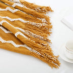 BOURINA Fluffy Chenille Knitted Fringe Throw Blanket Lightweight Soft Cozy for Bed Sofa Chair Throw Blankets, 60" x 80",Mustard - color: A-mustard, size: 60"×80"