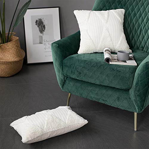 Fennco Styles Handcrafted Tufted Geometric Decorative Lumbar Throw Pillow Cover 12" W x 20" L - White Cushion Case for Home, Couch, Living Room, Bedroom, Office Décor - style: 12 Inchx20 Inch Pillow Cover