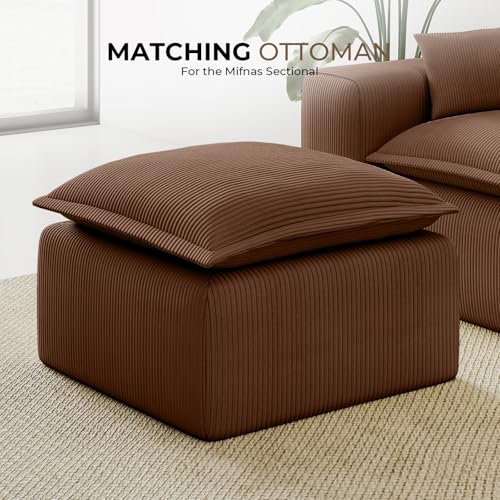 Brown Corduroy Pouf for Modular Sectional Sofa, Matching Accessory for Living Room, Bedroom and Apartment - color: Brown, size: Pouf (Ships in One Box)