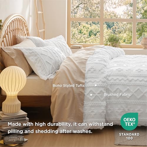 Bedsure Boho Twin Duvet Cover, Soft & Comfortable Elegant Design Boho Bedding for Decoration, Machine Washable Comforter Cover for All Seasons,Includes 1 Duvet Cover & 1 Pillow Sham,White - color: 04 - White - Elegant (No Comforter), size: Twin/Twin XL (6