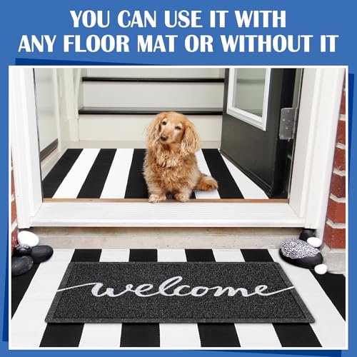 Geelin 2 Pcs 30'' x 18'' Doormat 43'' x 27.5'' Black and White Layered Rug for Front Door Mat Outside Entrance Welcome Door Mats for Indoor Outdoor Entryway Porch Decor(Stripe Welcome) - style: Stripe Welcome