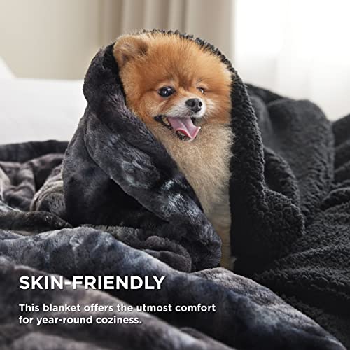Bedsure GentleSoft Sherpa Fluffy Throw Blanket - Fleece Warm and Cozy Throw for Women Gift, Plush & Fuzzy Faux Fur Christmas Blanket for Couch, Sofa, Bed Decor, Tie Dye Design, Black, 50x60 Inches - color: 03 - Tie Dye Black, size: Throw (50" x 60")