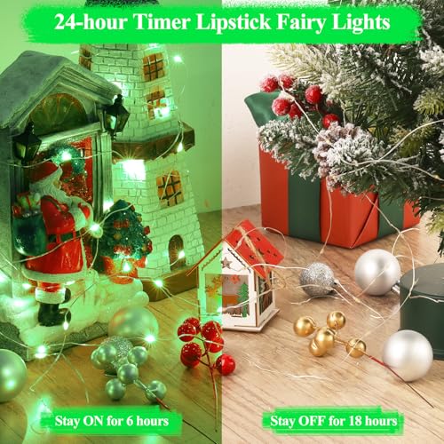 Lakumu 16FT(5M) Green Copper Wire Fairy Lights, Rechargeable Battery Operated String Lights with Timer & 8 Modes, Waterproof Twinkle Lights for St. Patrick's Day Bedroom Christmas Party Wedding Decor - color: Green, size: 16FT