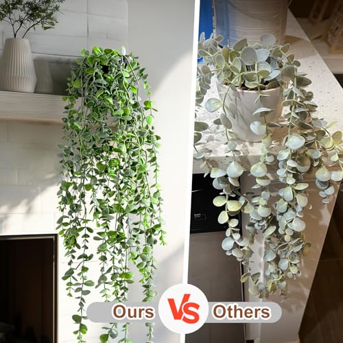Artificial Hanging Plant 2 Pcs Faux Plant Ivy Vine Faux Eucalyptus Vines Fake Potted Greenery for Wall Living Room Home Shelf Office Bathroom Outdoor Indoor Decor (Type 6) - color: Type 6
