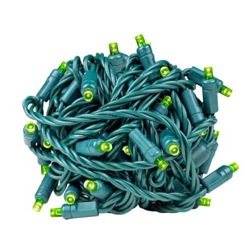 Novelty Lights 25ft 50 LED Lime Green Christmas Lights Outdoor/Indoor, 6" Spacing, Green Wire String Lights for Festive Xmas Lighting, IP55, UL Listed, Dimmable, Connectable - color: Lime Green