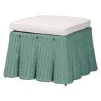 Bali & pari Palm Bohemian Seafoam Green Scallop Rattan Ottoman - color: Seafoam Green