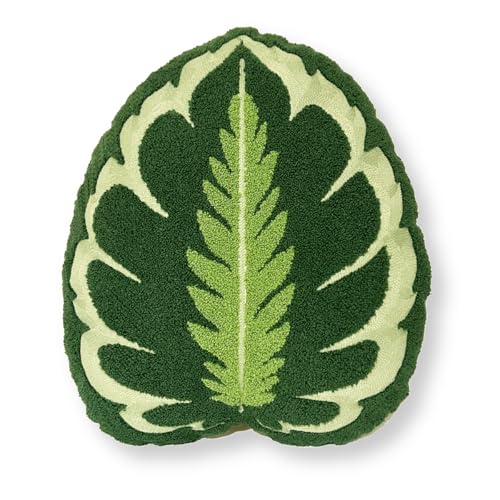 Green Philosophy Co. Calathea Leaf Pillow – Handcrafted Tufted 3D Plant Throw Pillow, Deep Green Decorative Leaf Pillow for Couch & Bed, Unique Gift for Plant Lovers - color: Dark Green