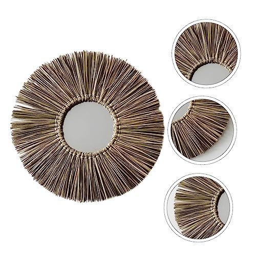 Cabilock Scandinavian Home Decor Round Wall Mirror Boho Style Tassel Woven Handmade Wall Art