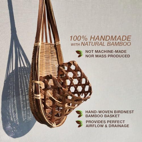 Handmade 100% Thai Bamboo Hanging Orchid Basket – 4 Inch, 5 Inch, 6 Inch (Triple Set) - color: 4 Inch, 5 Inch, 6 Inch - Triple Set