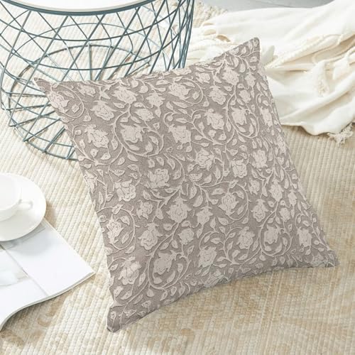 Floral Throw Pillow Covers 18x18 Set of 2, Flower Print Linen Decorative Pillow Cover Neutral Vintage Decoration Outdoor Cushion Cover Neutral Floral Pillowcase for Sofa Couch Farmhouse Room - color: Floral Neutral, size: 18" x 18" (Pack of 2)
