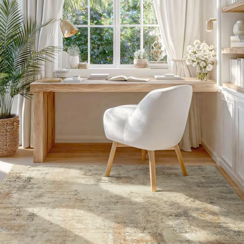 CRYPTOLITE Abstract Area Rug Washable Rug with Non-Slip Backing Low Pile Area Rugs for Living Room, Bedroom, Dining Room,4x6, Khaki - color: Abstract Original - Khaki, size: 4' x 6' (Rectangular)