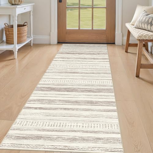 Tortania Area Rug 2x6 Runner Rugs - Washable Soft Neutral Boho Moroccan Farmhouse Rug Indoor Floor Carpet for Living Room Bedroom Kitchen Entryway Under Dining Table Home Office Decor - Beige - color: Beige, size: 2' x 6' (Runner)