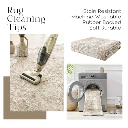 BILEEHOME Boho Rug Runners for Hallway Non Slip Washable Neutral Modern Farmhouse Runner Rug for Kitchen Light Tan Brown and Beige with Rust Terracotta Pattern 3x8 - color: Coffee/Rust Brown, size: 3' x 8' (Rectangular)