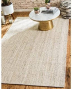 Jute Rug 4' x 6' Rectangular Area Rug Hand Woven Jute Beige Braided Boho Rug For Living Room Outdoor Bedroom Kitchen Farmhouse Hallway, Rustic Vintage Natural Reversible Floor Rugs: Off White