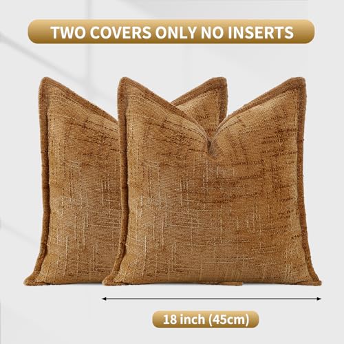 HPUK Fall Chenille Soft Throw Pillow Covers 18x18 Set of 2, Accent Cushion Covers for Living Room, Bedroom, Decorative Solid Color Pillow Covers for Couch, Sofa, Chair, Mustard Yellow - color: Chenille-mustard Yellow, size: 18" x 18" (Pack of 2)