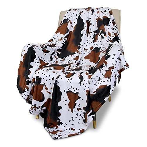 MACEVIA Flannel Fleece Throw Blanket for Couch, Cow Print Blanket for Adult, Fuzzy Cozy Comfy Super Soft Fluffy Plush Cowhide Blanket for Bed Sofa 260GSM, Suitable for All Seasons (Cow-01,50x60inches) - color: Cow Print-01, size: Flannel Fleece (50x60 IN)