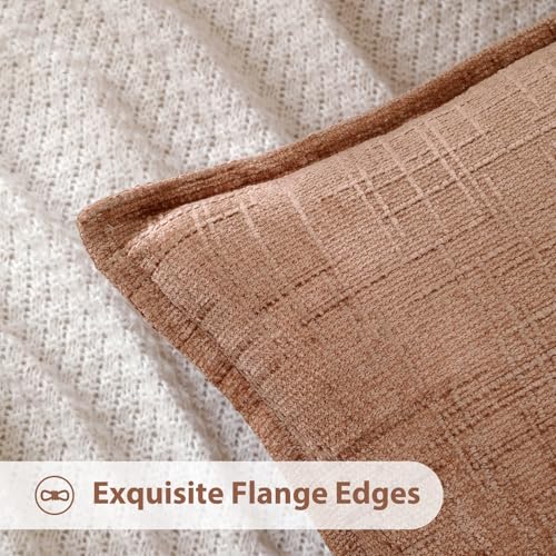 HPUK Fall Chenille Soft Throw Pillow Covers 18x18 Set of 2, Accent Cushion Covers for Living Room, Bedroom, Decorative Solid Color Pillow Covers for Couch, Sofa, Chair, Coral - color: Chenille-coral, size: 18" x 18" (Pack of 2)