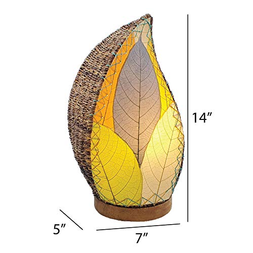 Eangee Home Design Leaflet Table Lamp Multi Shade Made of Real Cocoa Leaves 5 Inches Length x 7 Inches Width x 14 Inches Height (647 t m) - color: Multicolor
