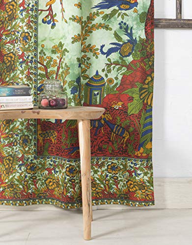 Popular Handicrafts Indian Hippie Bohemian Beautiful Tree of Life Tie Dye Mandala Curtain Panels Green - color: Green, size: 42"W x 100"L (Pack of 2)