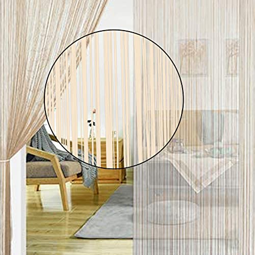 HSYLYM Spaghetti String Curtains for Doorways Privacy Door Frame Tassel Hippy Wall Kitchen Hallway Boho Fringe Curtain Hanging Door Room Dividers Decor 1 Panel（39×79in/100×200cm,Champagne） - color: Champagne, size: 39"W x 79"L (Pack of 1)