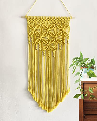 Winterdemoon Handmade Cotton Home Decor Macrame Wall Hanging Yellow - color: Yellow