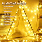 Dailyart Globe String Lights, 200Led 75FT Waterproof Fairy Lights Plug in 8 Modes with Remote Control, Brightness Adjustable &Timing String Lights Indoor Outdoor, Fairy Lights for Bedroom, Warm White - size: 75FT