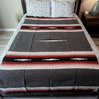 Open Road Goods Mexican Diamond Blanket - XL Heavyweight Yoga Blanket – Handmade in Mexico - Thick Boho Serape Saltillo Style Throw for Beach, Picnic, Home, Camping and More! (Charcoal Retro) - color: Charcoal Retro