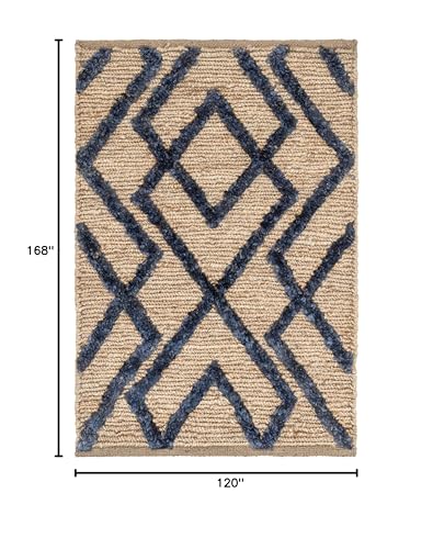 Dash & Albert Marco Navy Jute Soumak Handwoven Rug, 9.5 X 13.5 Feet, Blue Geometric Pattern - color: Marco Navy, size: 9'6" x 13'6" (Rectangular)