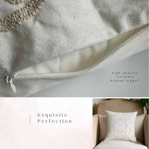 2Pcs 18x18in Pillow Covers Decorative European Jacquard Vintage Stereo Sofa for Home Decor, Sofa Living Room, Couch, Bed. fit 20x20in Inserts(Milky Yellow White Boho pack2) - color: Milky Yellow White Boho Pack2