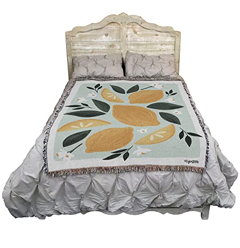 Pure Country Weavers Pastel Lemons Blanket by Kyra Brown - Garden Floral Gift Tapestry Throw Woven from Cotton - Made in the USA (72x54) - color: Pastel Lemons
