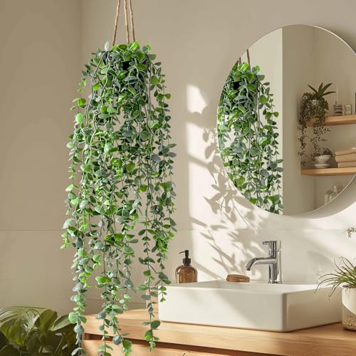 Artificial Hanging Plant 2 Pcs Faux Plant Ivy Vine Faux Eucalyptus Vines Fake Potted Greenery for Wall Living Room Home Shelf Office Bathroom Outdoor Indoor Decor (Type 6) - color: Type 6