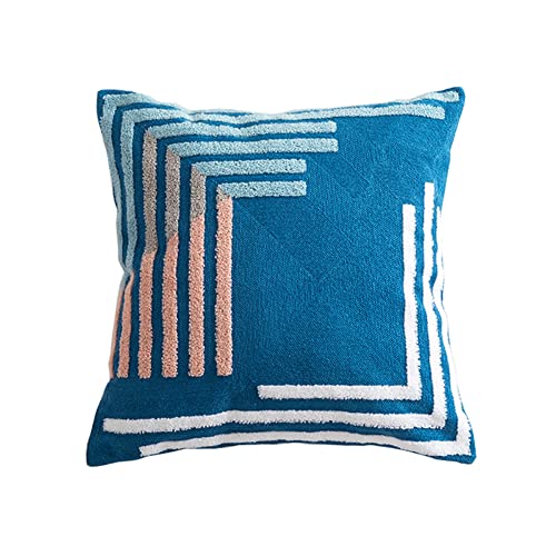 Boho Abstract Tufted Throw Pillow Cover Geometric Embroidered Decorative Pillowcase Farmhouse Cotton Square Accent Cushion Cover for Sofa Couch Bedroom (Type D,18"x18") - color: Type D, size: 18" x 18" (Pack of 1)