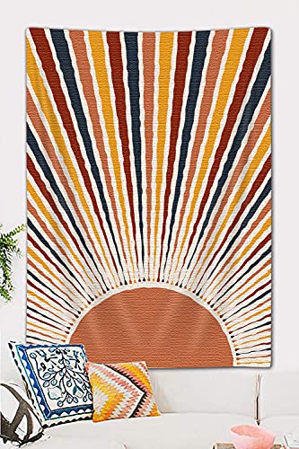 JAWO Bohemian Sun Vertical Tapestry, Vintage Abstract Rainbow Aesthetic Tapestry Wall Hanging for Bedroom, Red Retro 70s Mid Century Modern Decor Art Tapestries Poster Blanket College Dorm (36"X48") - color: Sun-2, size: 48"L x 36"W