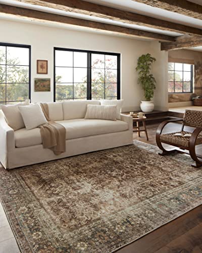 Loloi Magnolia Home by Joanna Gaines Sinclair Collection SIN-01 Rust/Lagoon 2'-3" x 7'-6", .25" Pile Height, Machine Washable, Runner Rug - color: Rust / Lagoon, size: 2'3" x 7'6" (Rectangular)