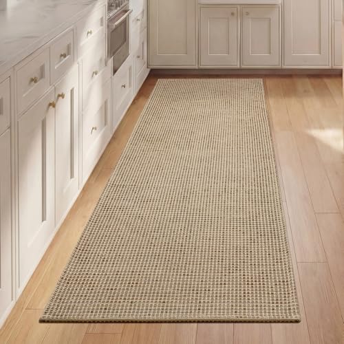 2x5 Washable Runner Rug, Non Slip Kitchen Runner Rug, Boho Woven Hallway Runner, Low-Pile Indoor Entryway Rug, Durable Small Area Rug for Bedroom & Laundry Room (2'x5', Brown) - color: Brown, size: 2' x 5'